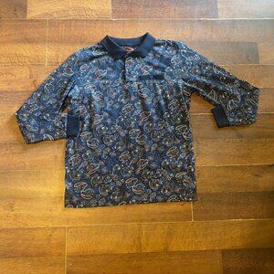 Consequence Men's M Navy Floral Paisley Henley